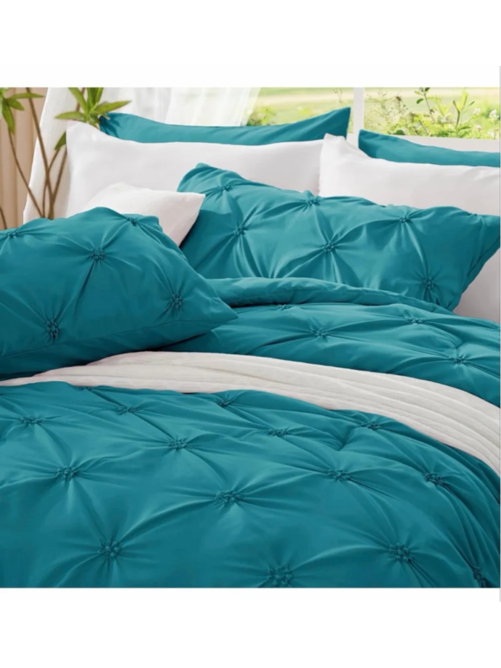 NEW Teal Twin Comforter & Pillowcase Set Pintuck Bedding